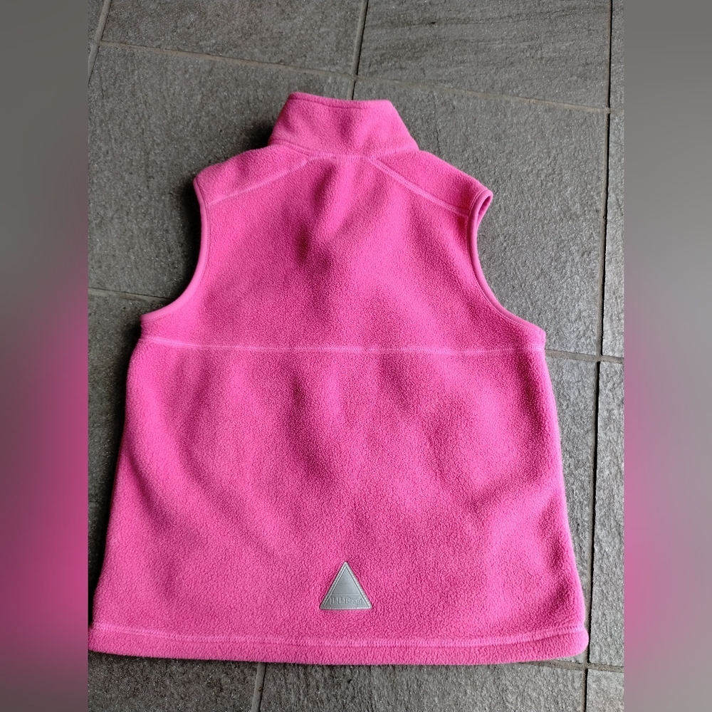 β’L.L. Bean Child Vest Bright Pink Fleece Full Zip Sleeveless Jackets No Size Tag - Picture 4 of 16